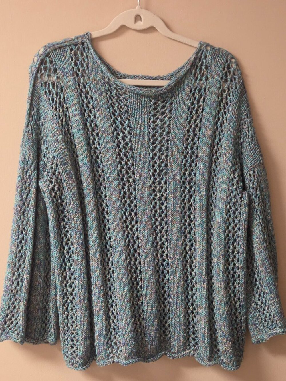 Handmade Crochet Granny Sweater Green Wide-Sleeve Women's, Size M/L